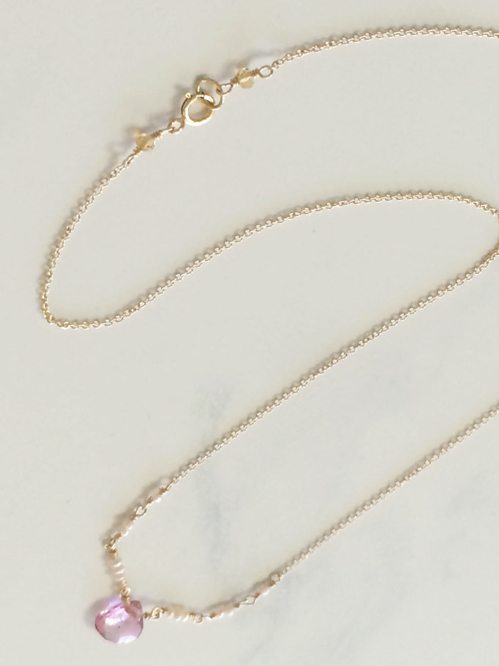 Pink Topaz & Pearl Ballerina Necklace