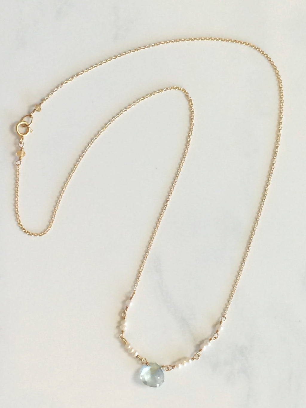 Blue Topaz & Pearl Ballerina Necklace