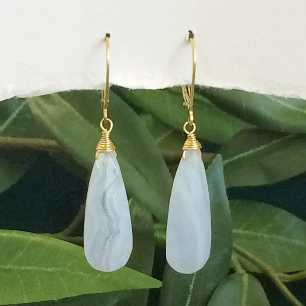 Blue Lace Agate Tear drop Earrings