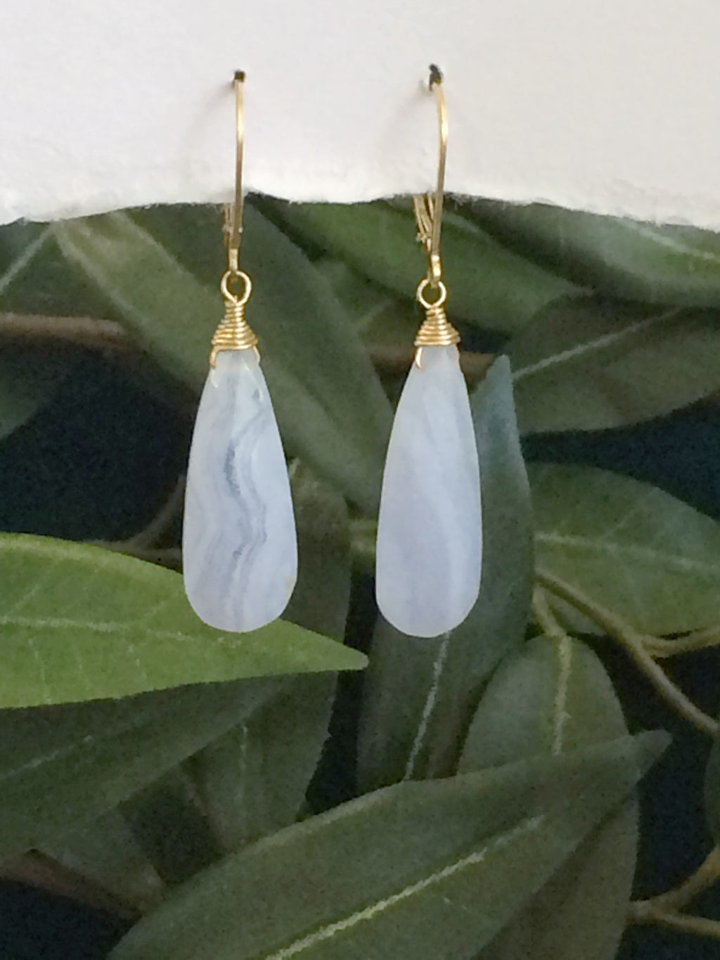 Blue Lace Agate Tear drop Earrings