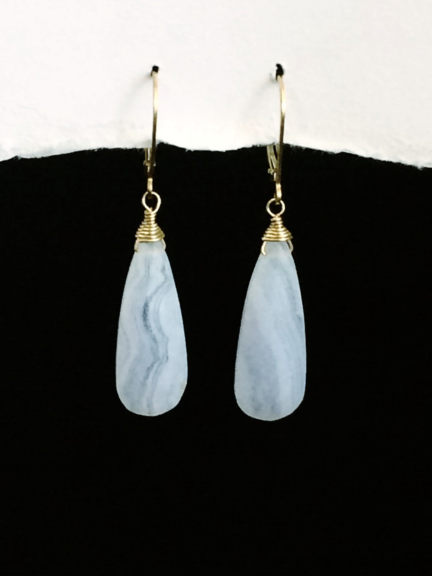 Blue Lace Agate Tear drop Earrings