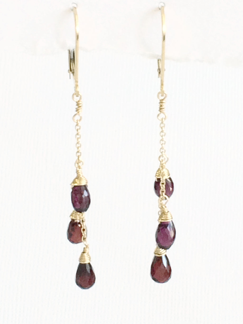 Garnet cluster drop earrings