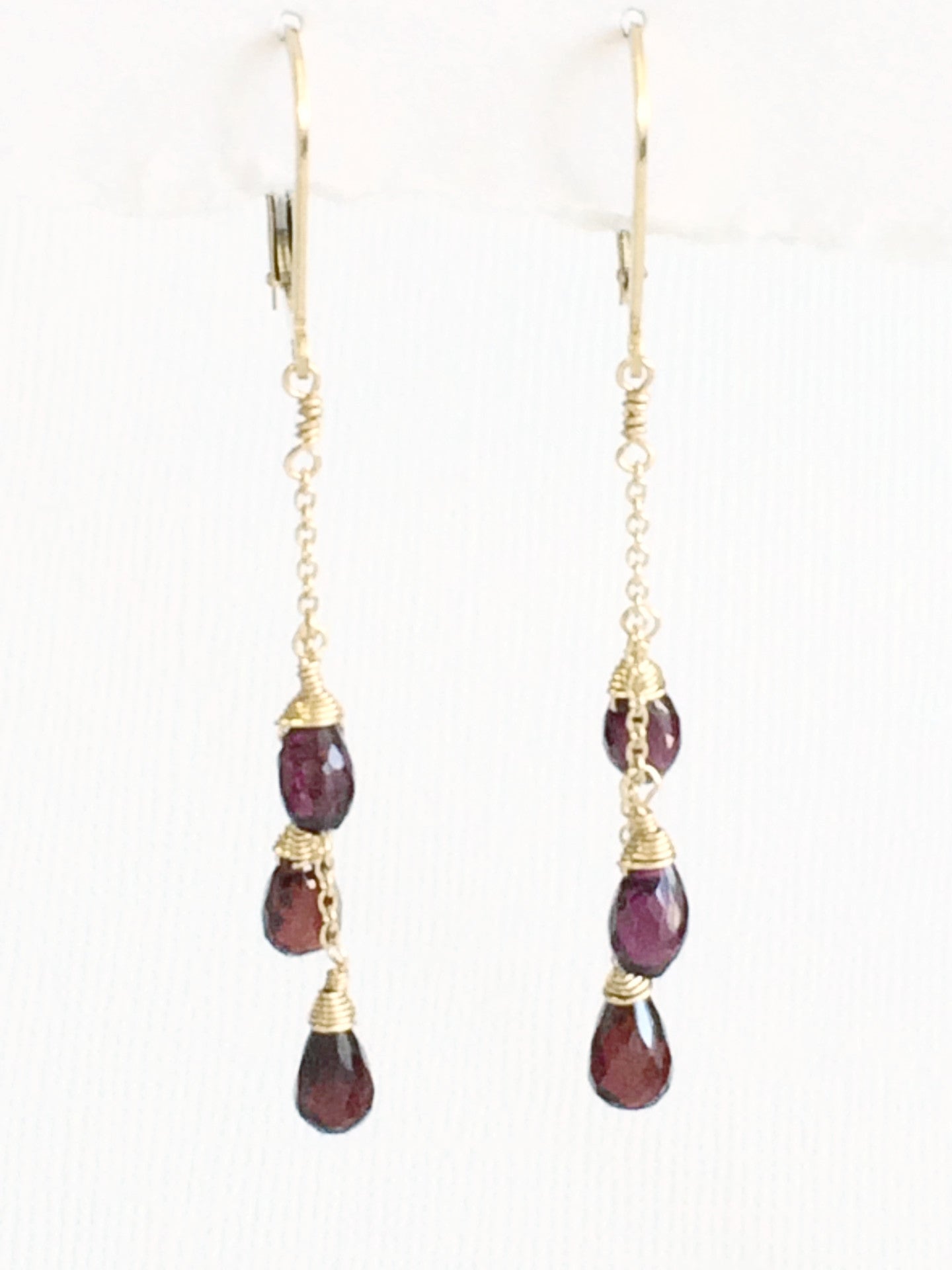 Garnet cluster drop earrings