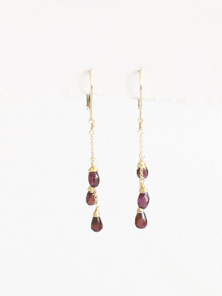 Garnet cluster drop earrings