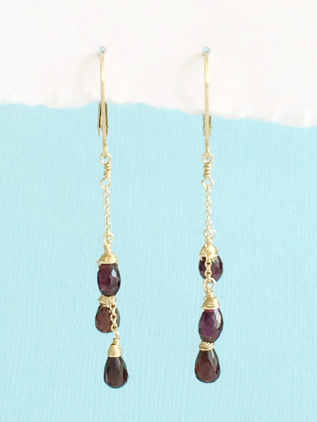 Garnet cluster drop earrings