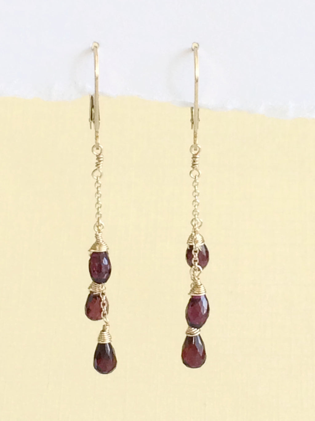 Garnet cluster drop earrings