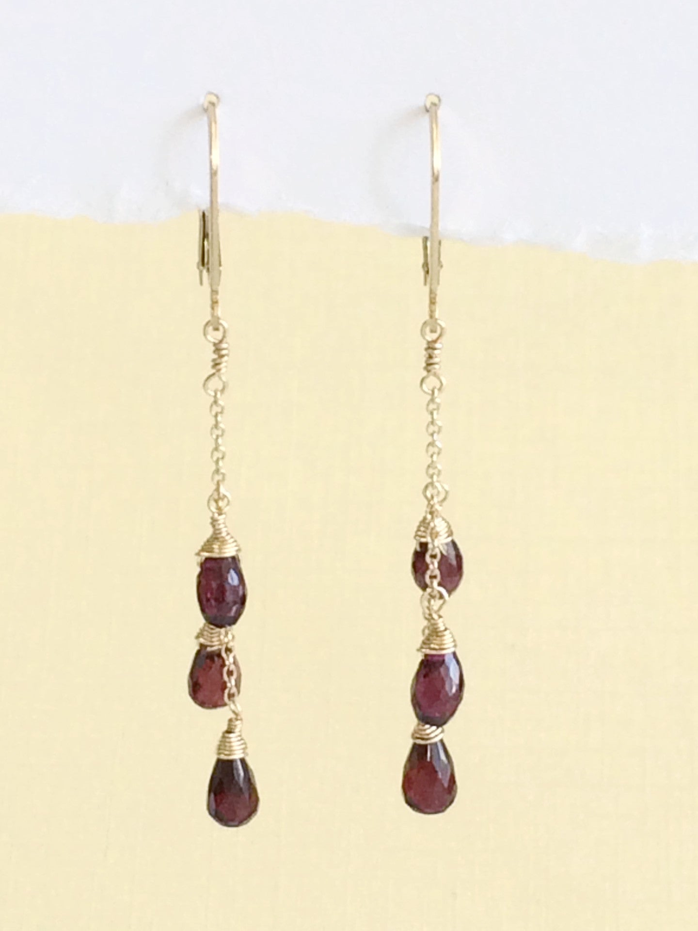 Garnet cluster drop earrings