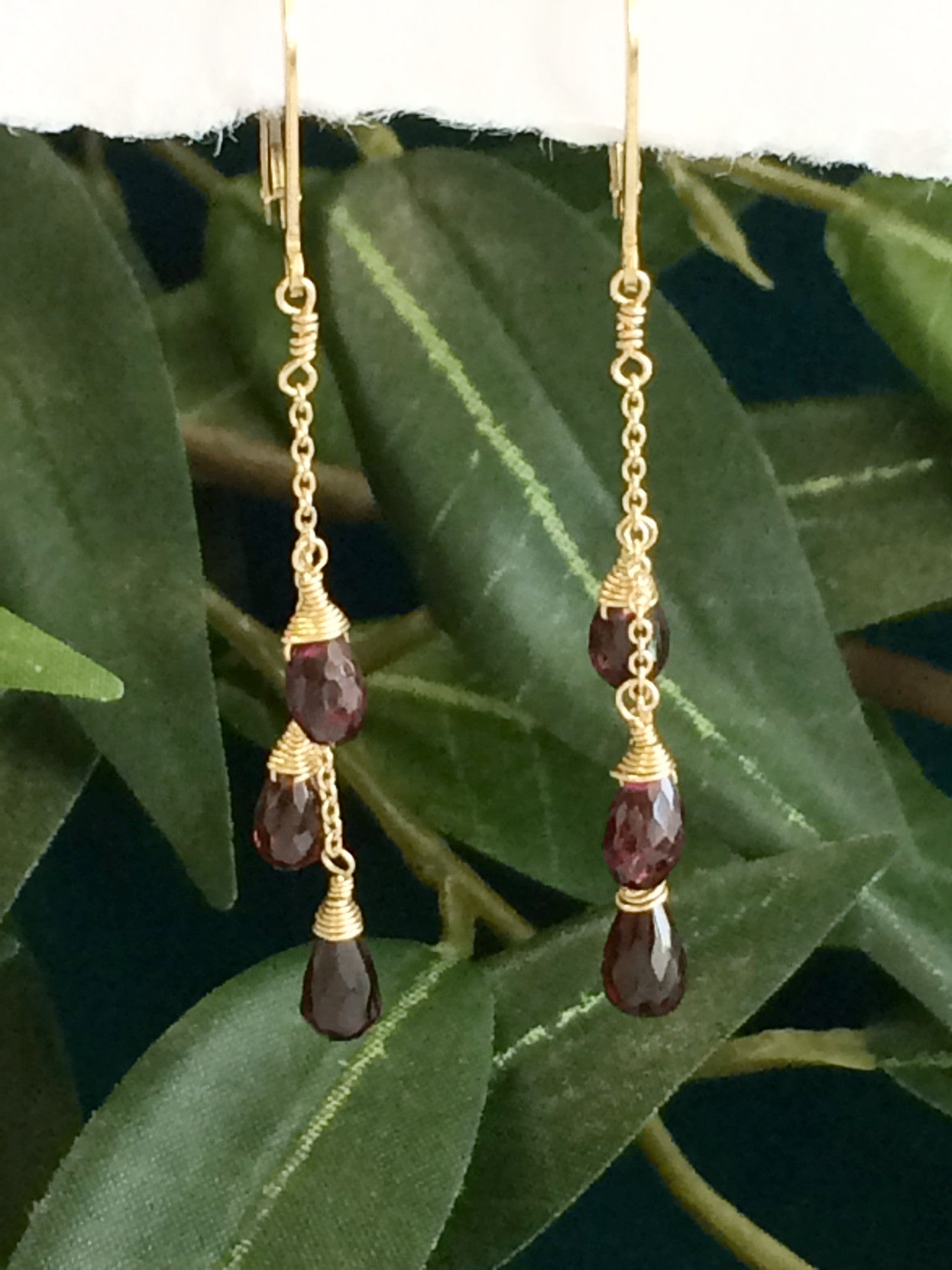 Garnet cluster drop earrings
