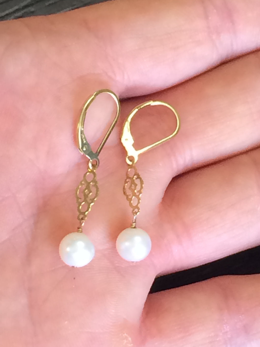 Fresh Water Pearl Filigree Earrings