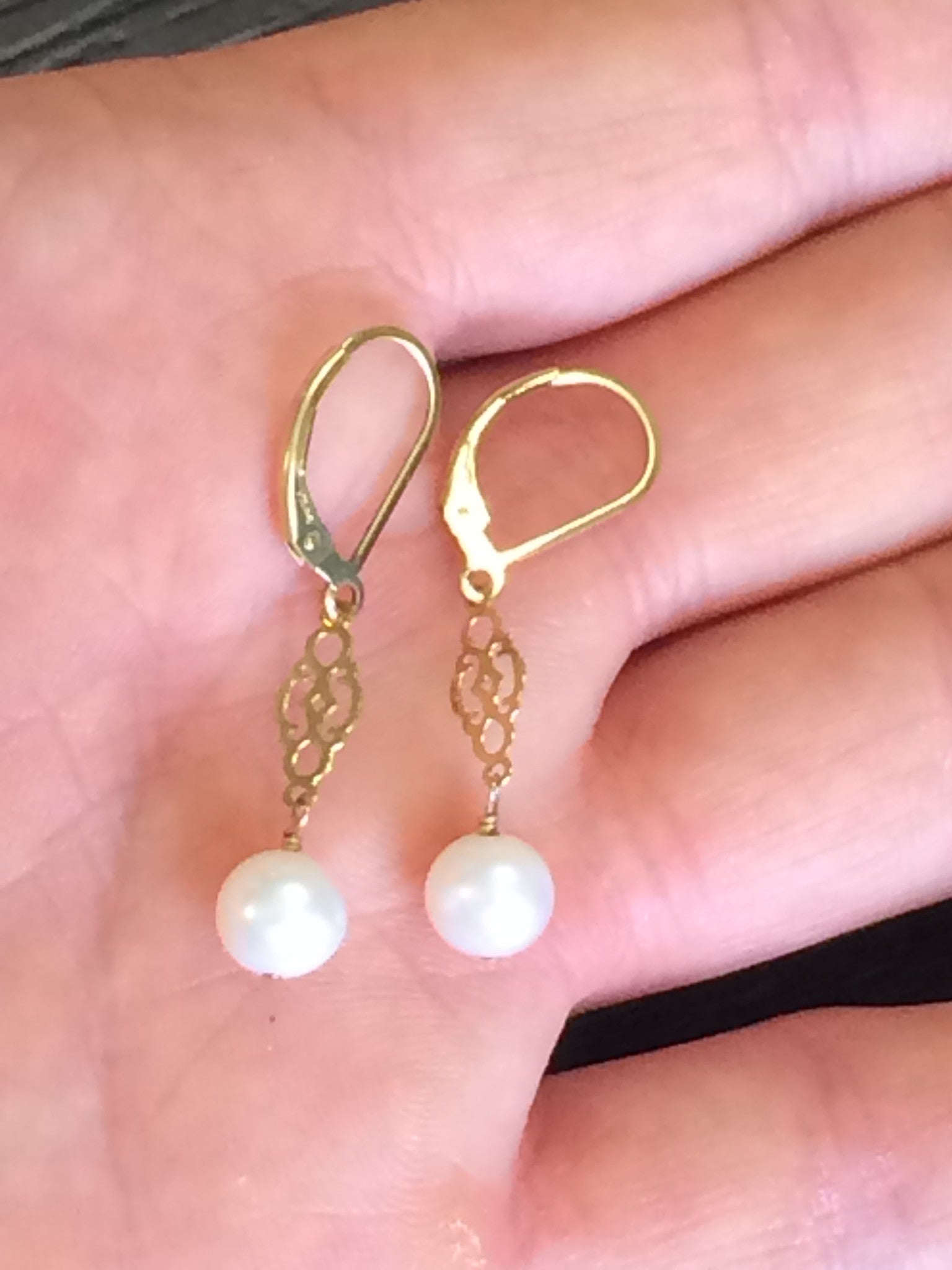 Fresh Water Pearl Filigree Earrings