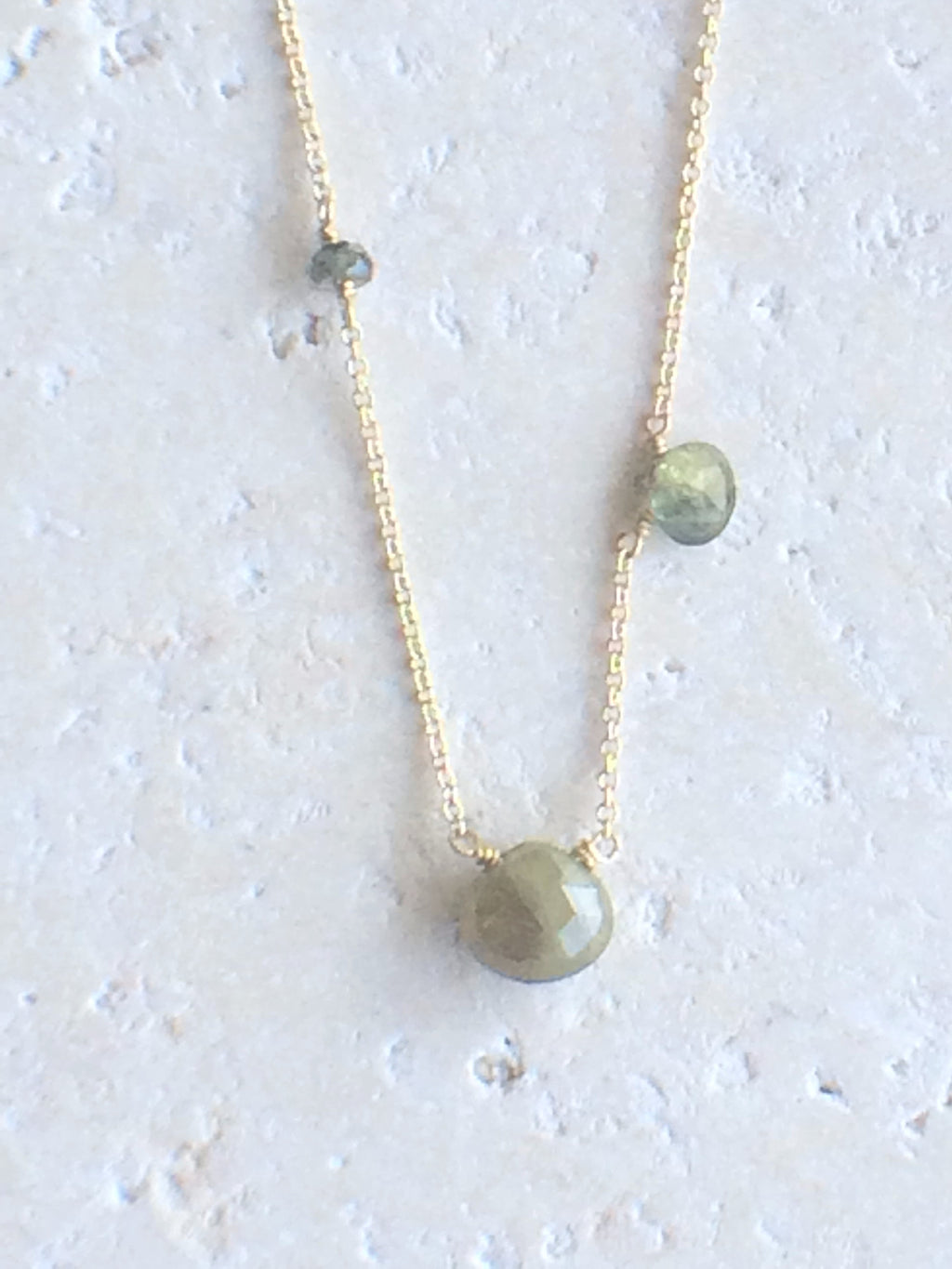 Asymmetric Green Sapphire Necklace