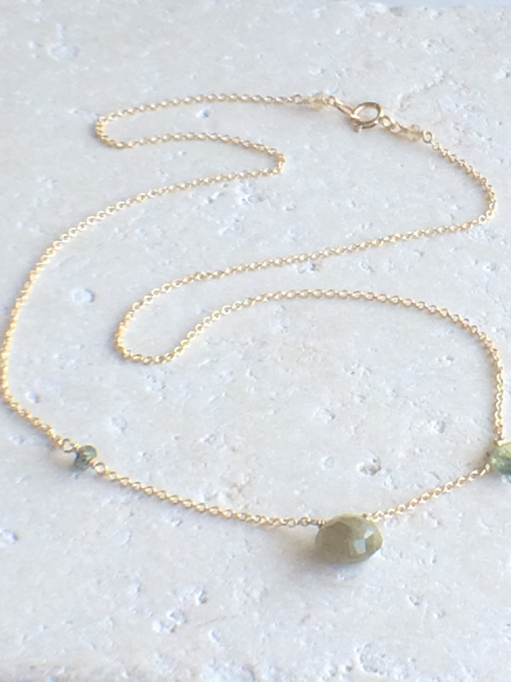 Asymmetric Green Sapphire Necklace