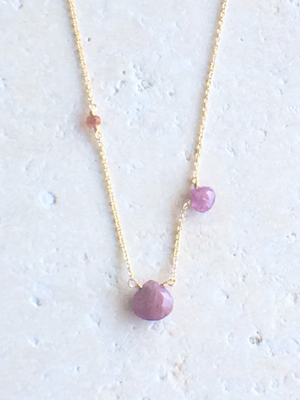 Asymmetric Pink Sapphire Necklace