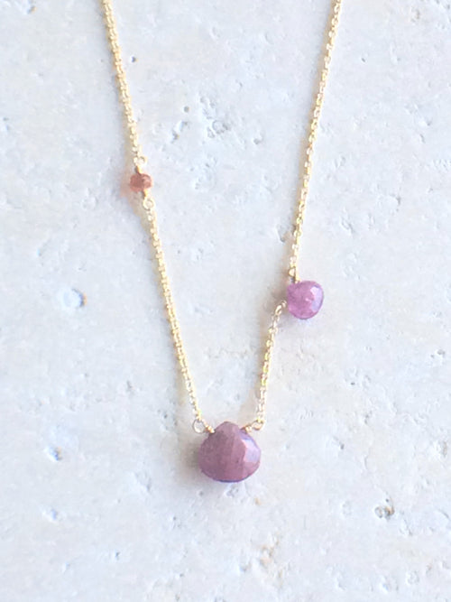 Asymmetric Pink Sapphire Necklace