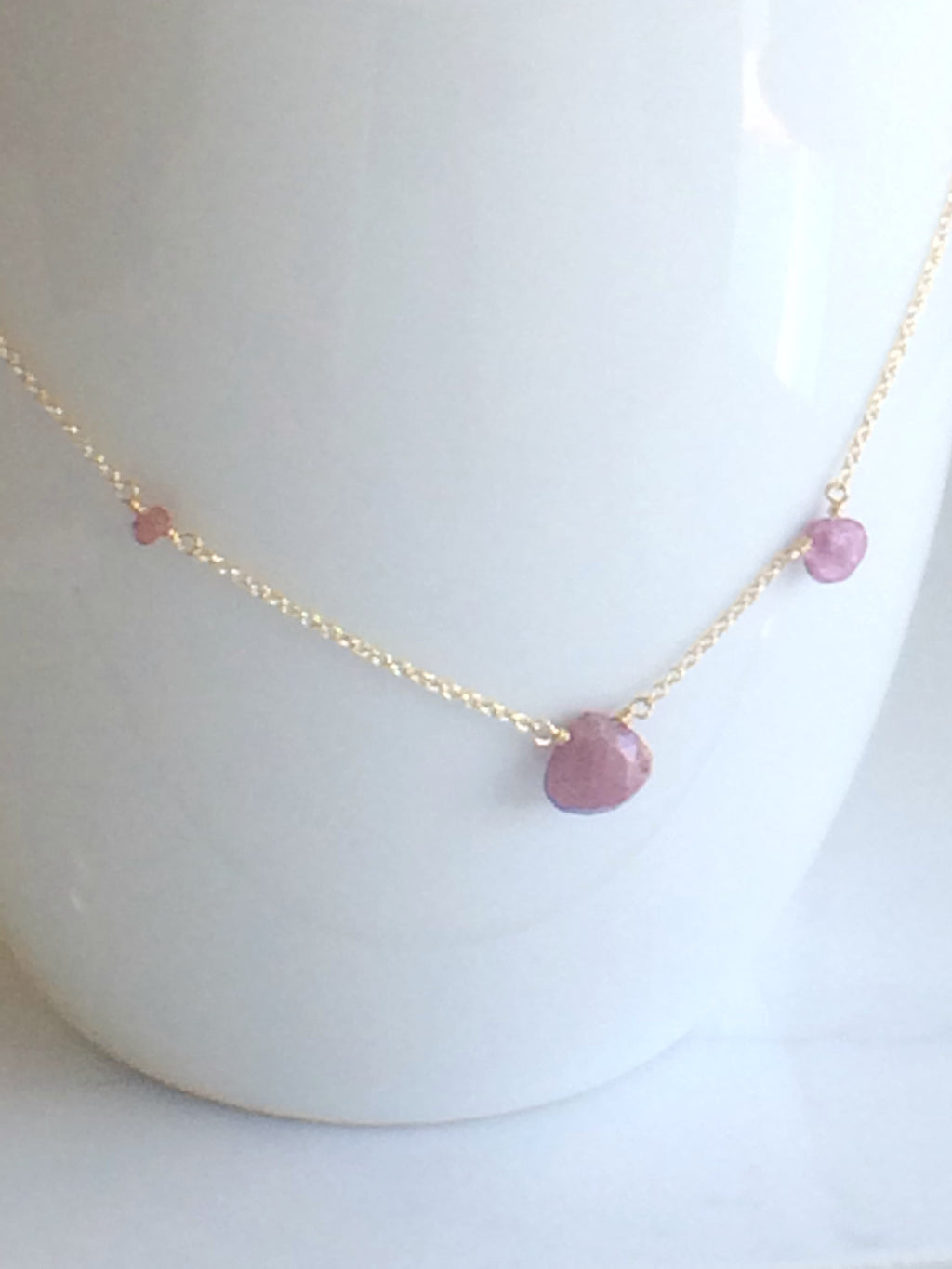 Asymmetric Pink Sapphire Necklace