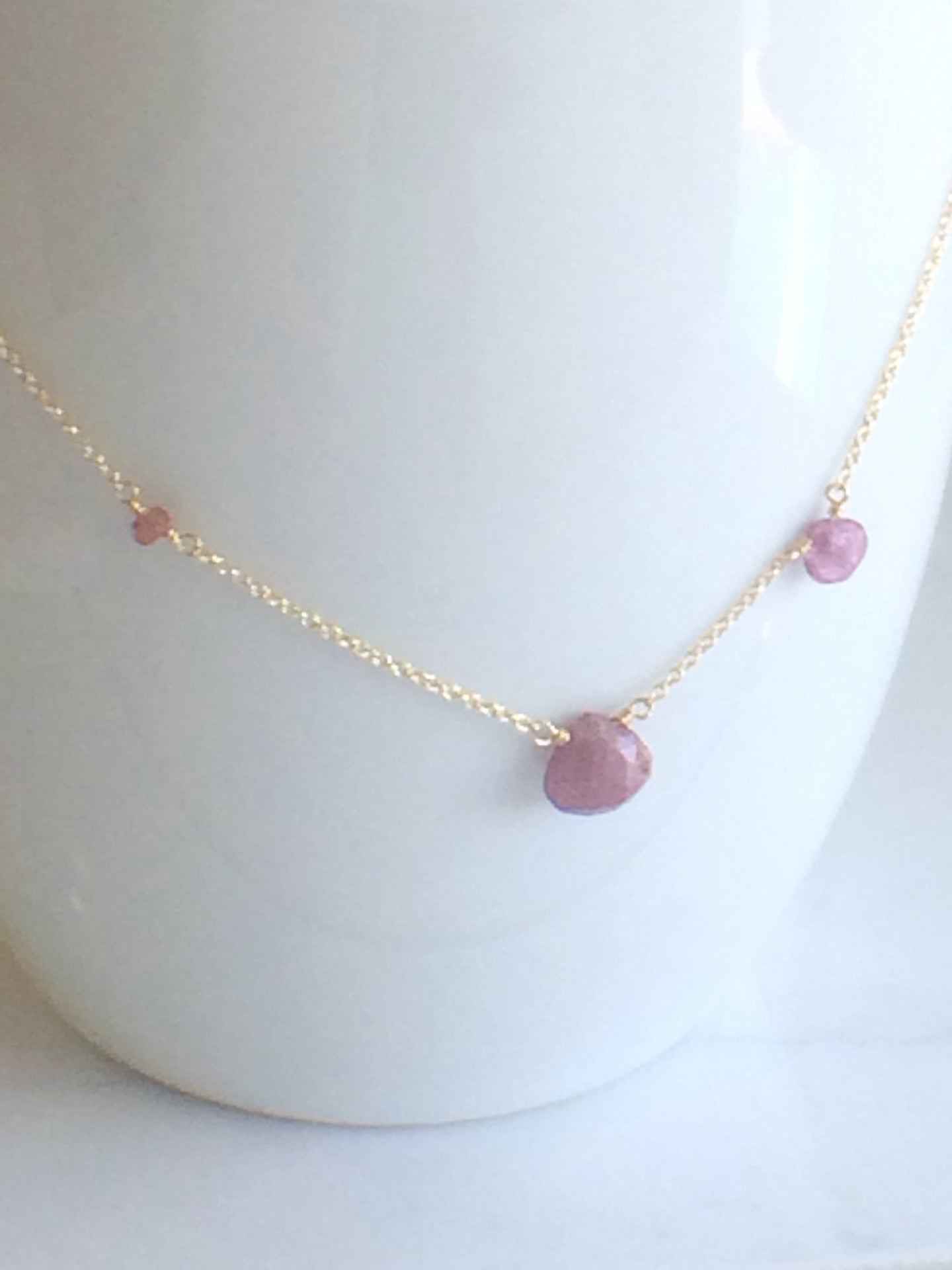Asymmetric Pink Sapphire Necklace