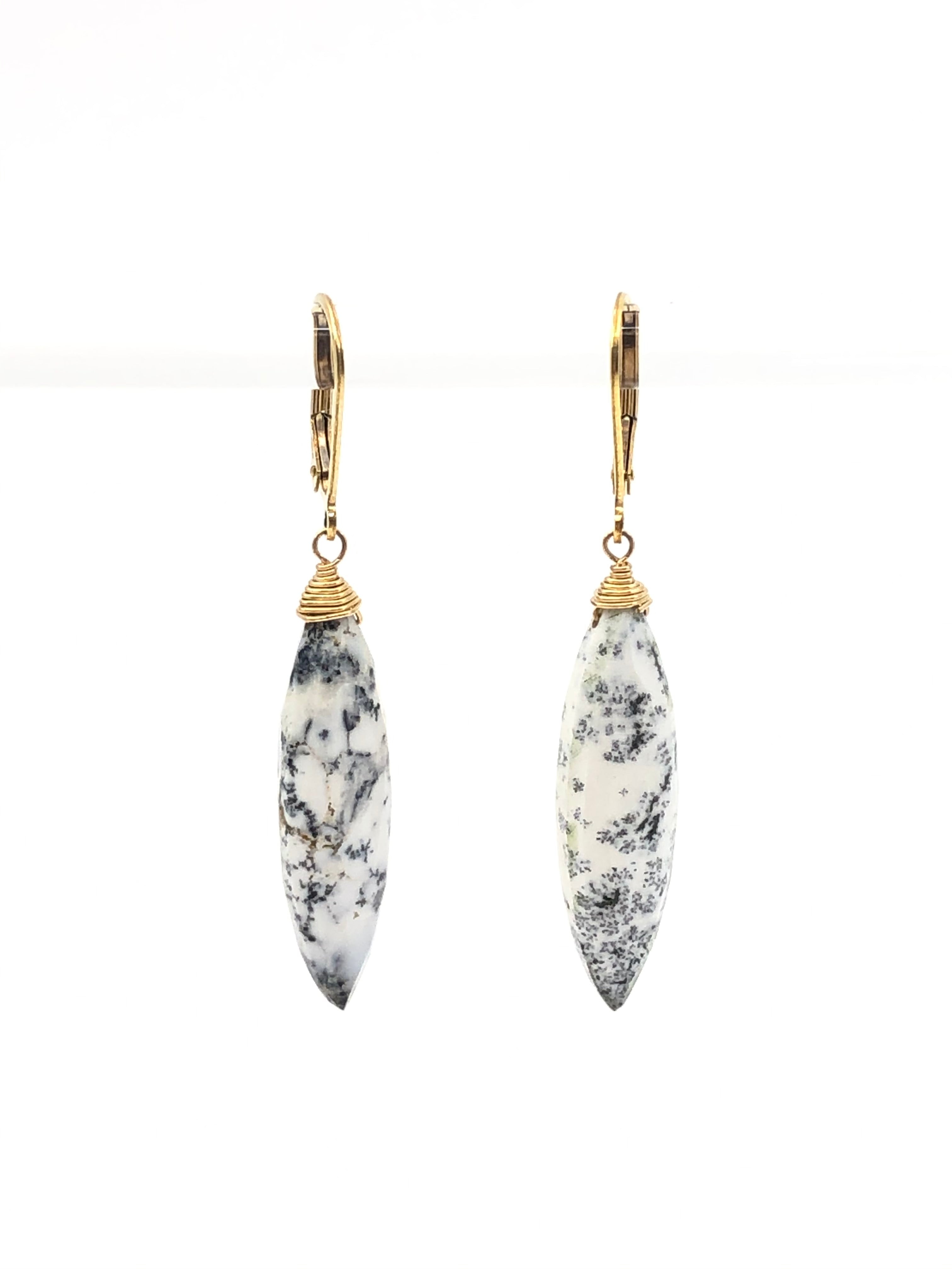 Dendritic Opal Marquise Cut Earrings