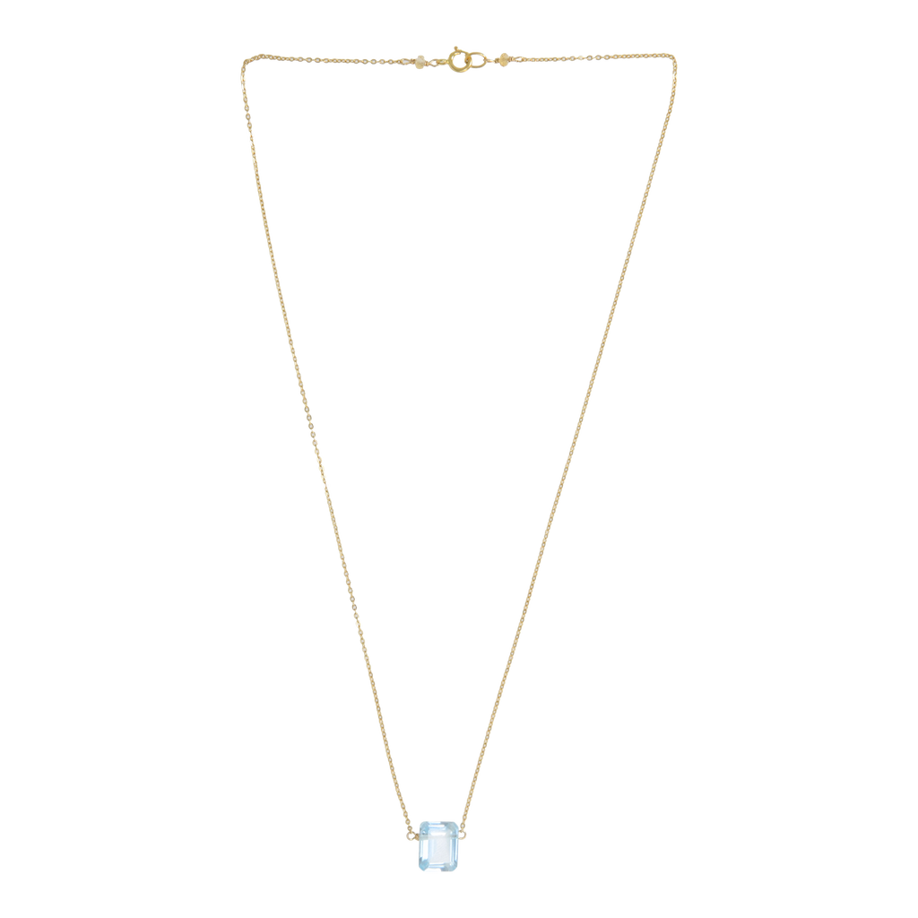 Blue Topaz Emerald Cut Necklace