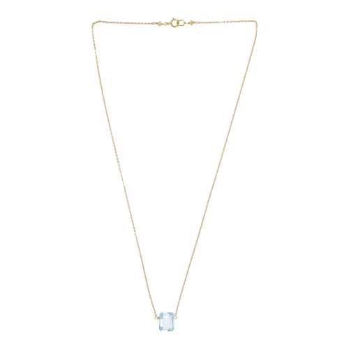 Blue Topaz Emerald Cut Necklace