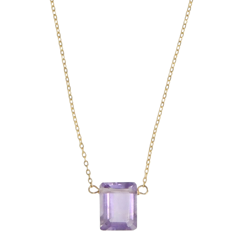 Blue Topaz Emerald Cut Necklace