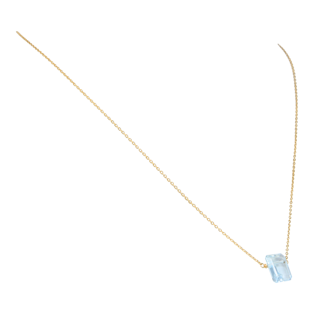 Blue Topaz Emerald Cut Necklace
