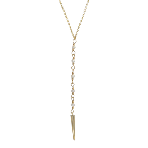 Pearl Lariat Spike Necklace