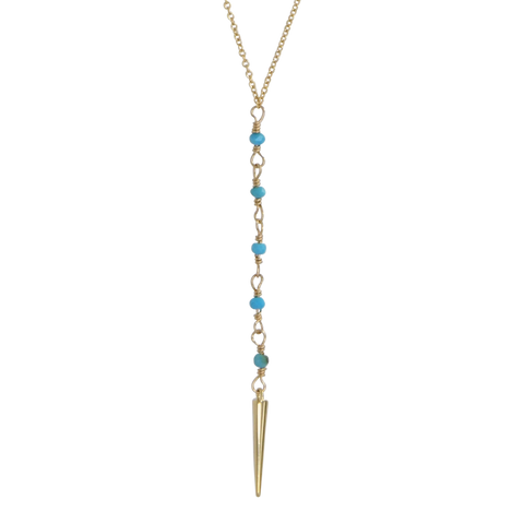 Turquoise Lariat Spike Necklace