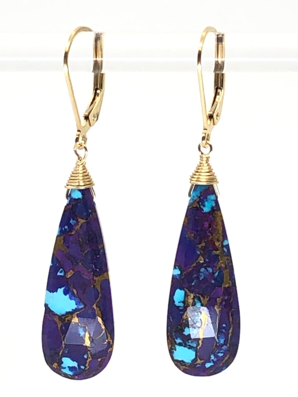 Purple Turquoise Tear Drop Earrings
