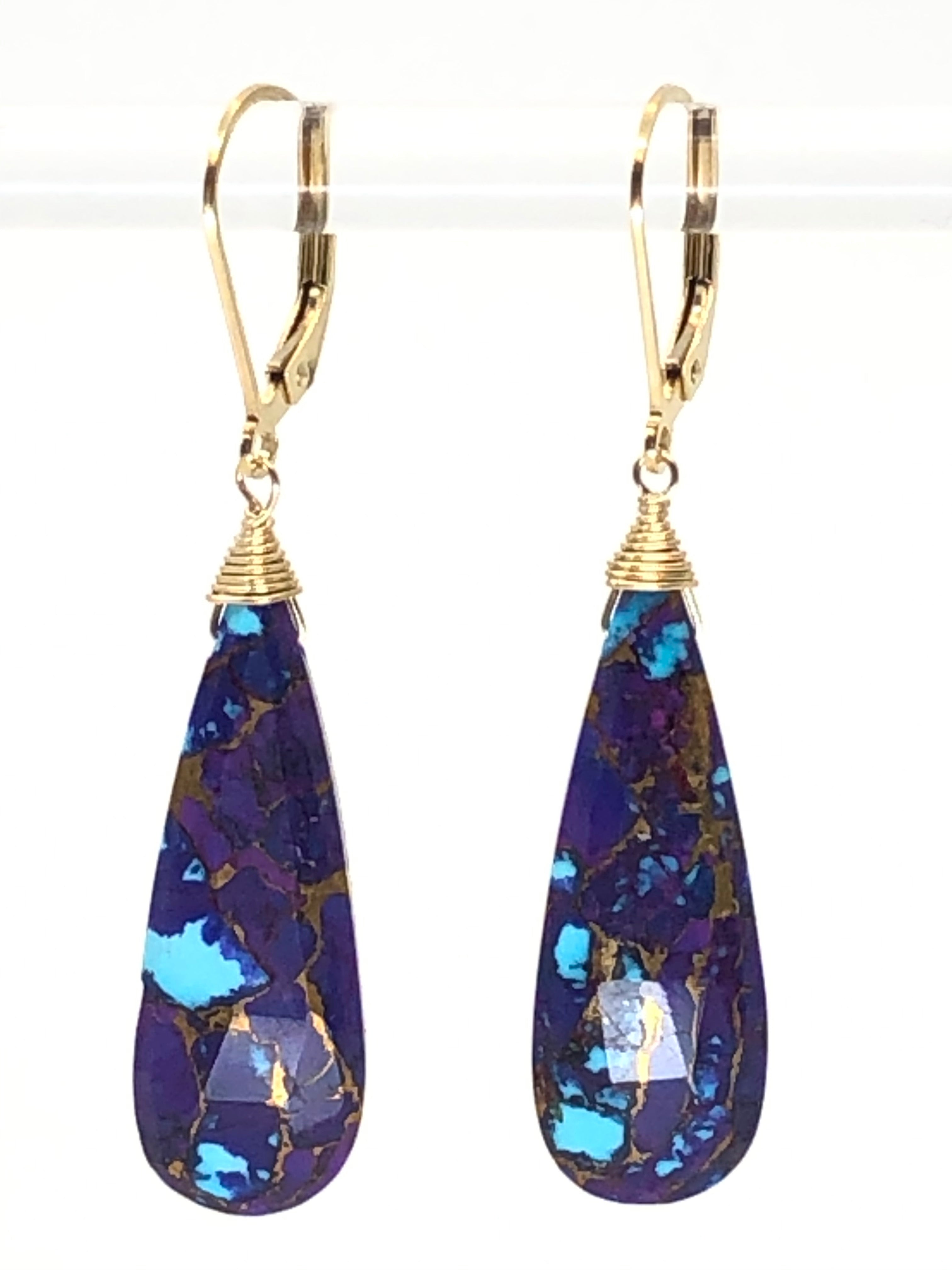 Purple Turquoise Tear Drop Earrings