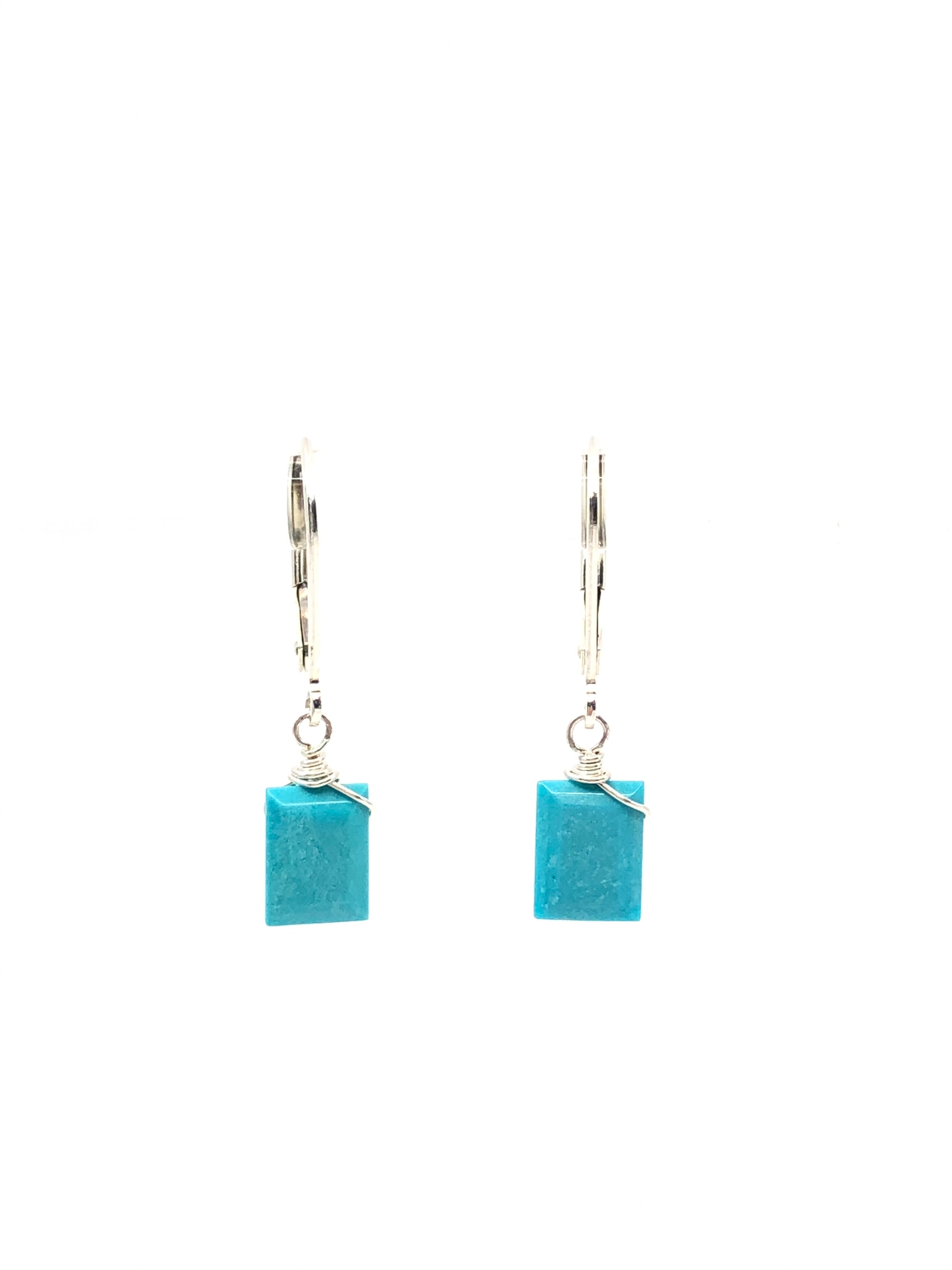 Turquoise Rectangle Earrings 14kt Gold Fill