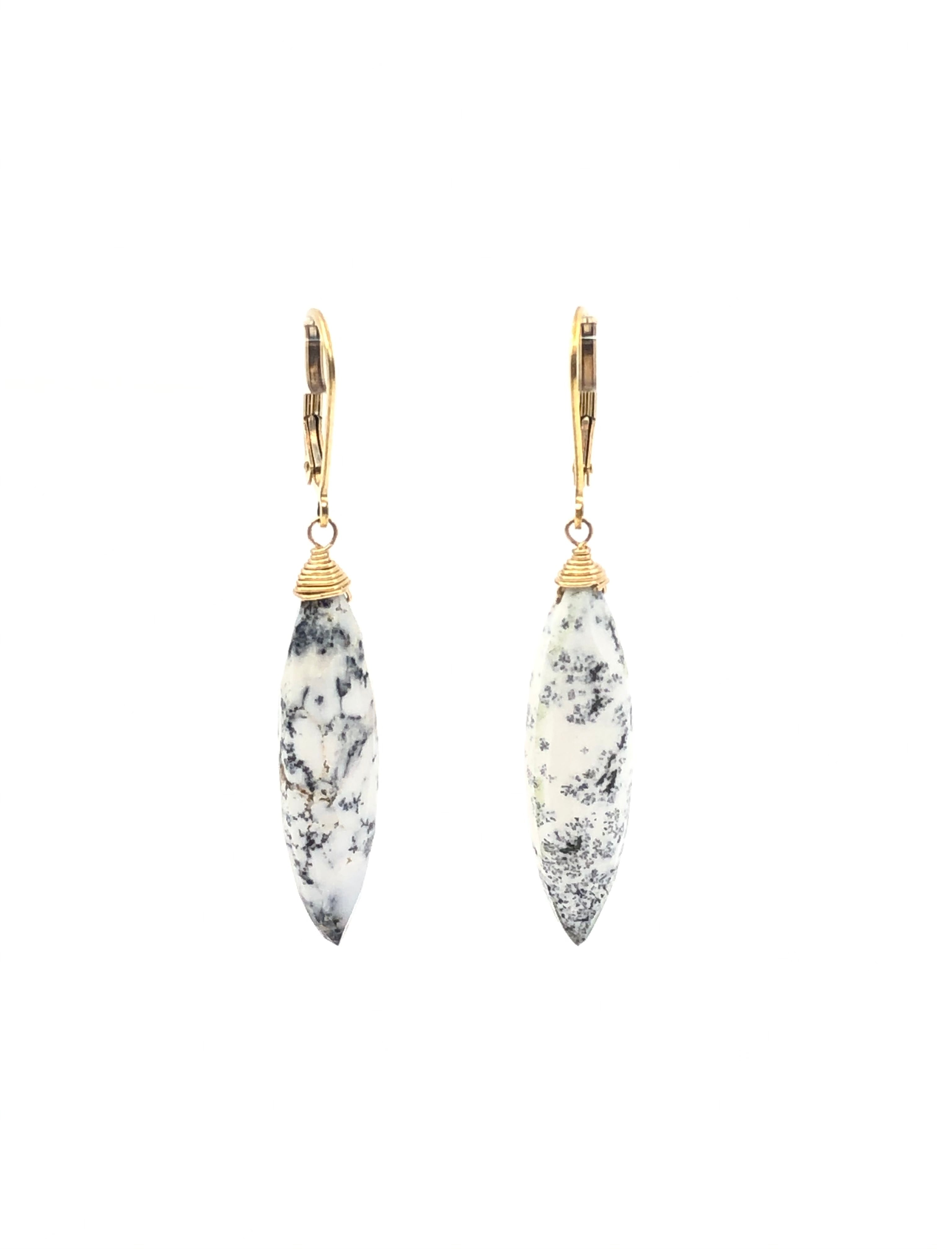 Dendritic Opal Marquise Cut Earrings