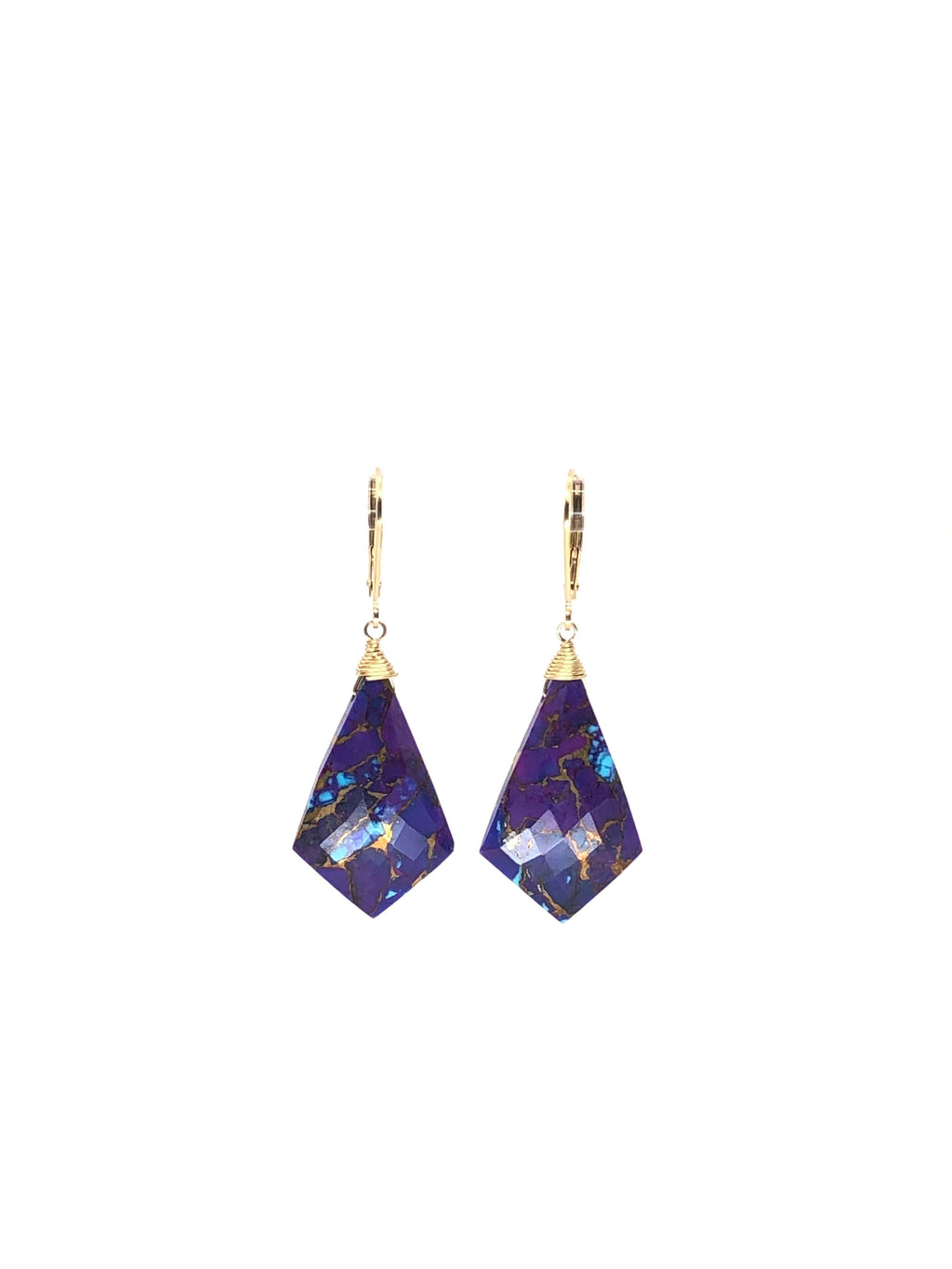 Purple Turquoise Diamond Cut Earrings
