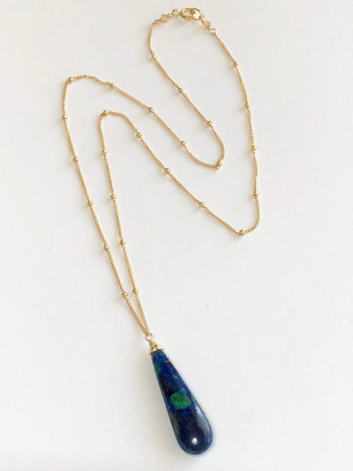Azurite satellite chain necklace