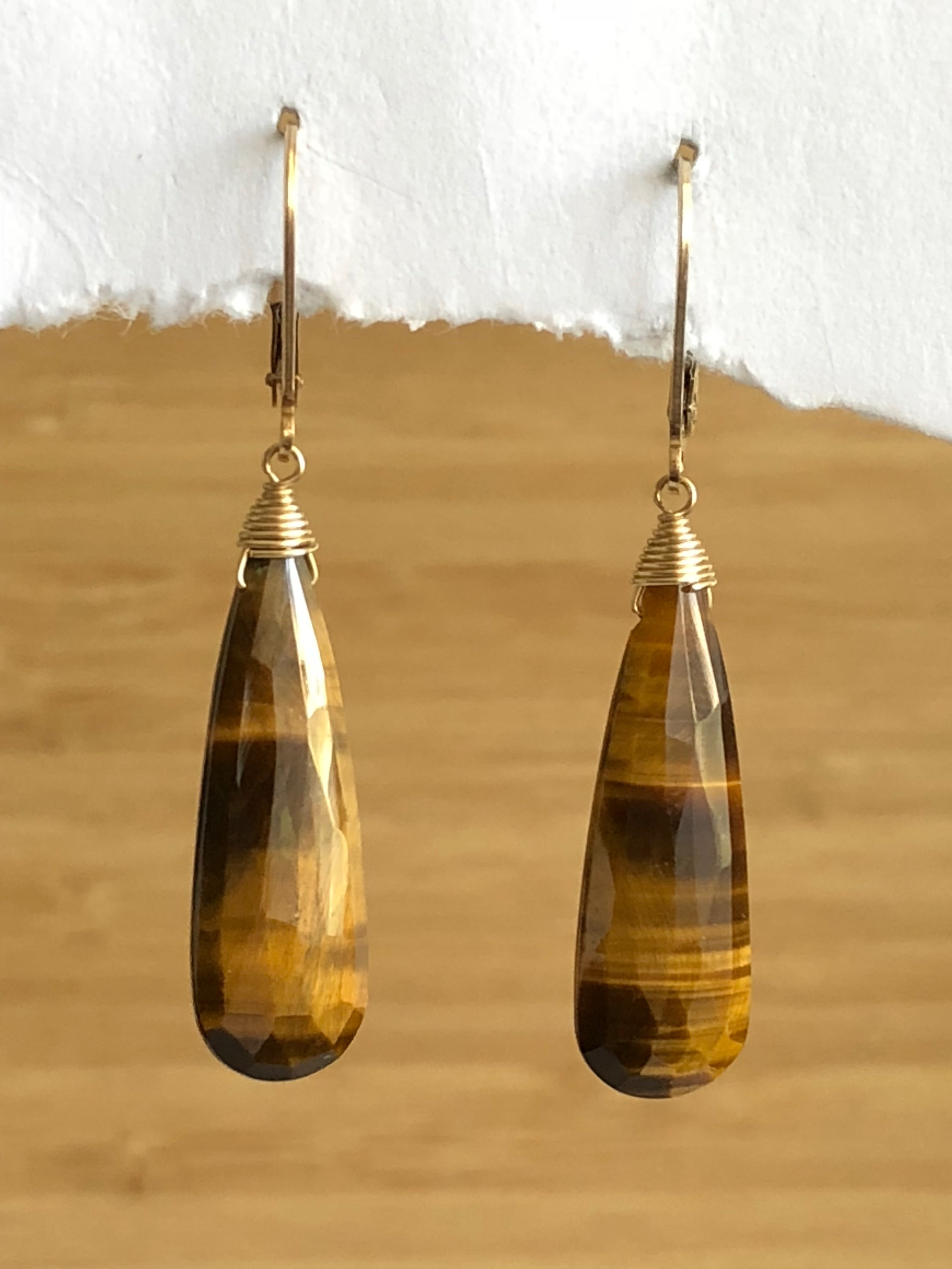 Tiger Eye drop earrings