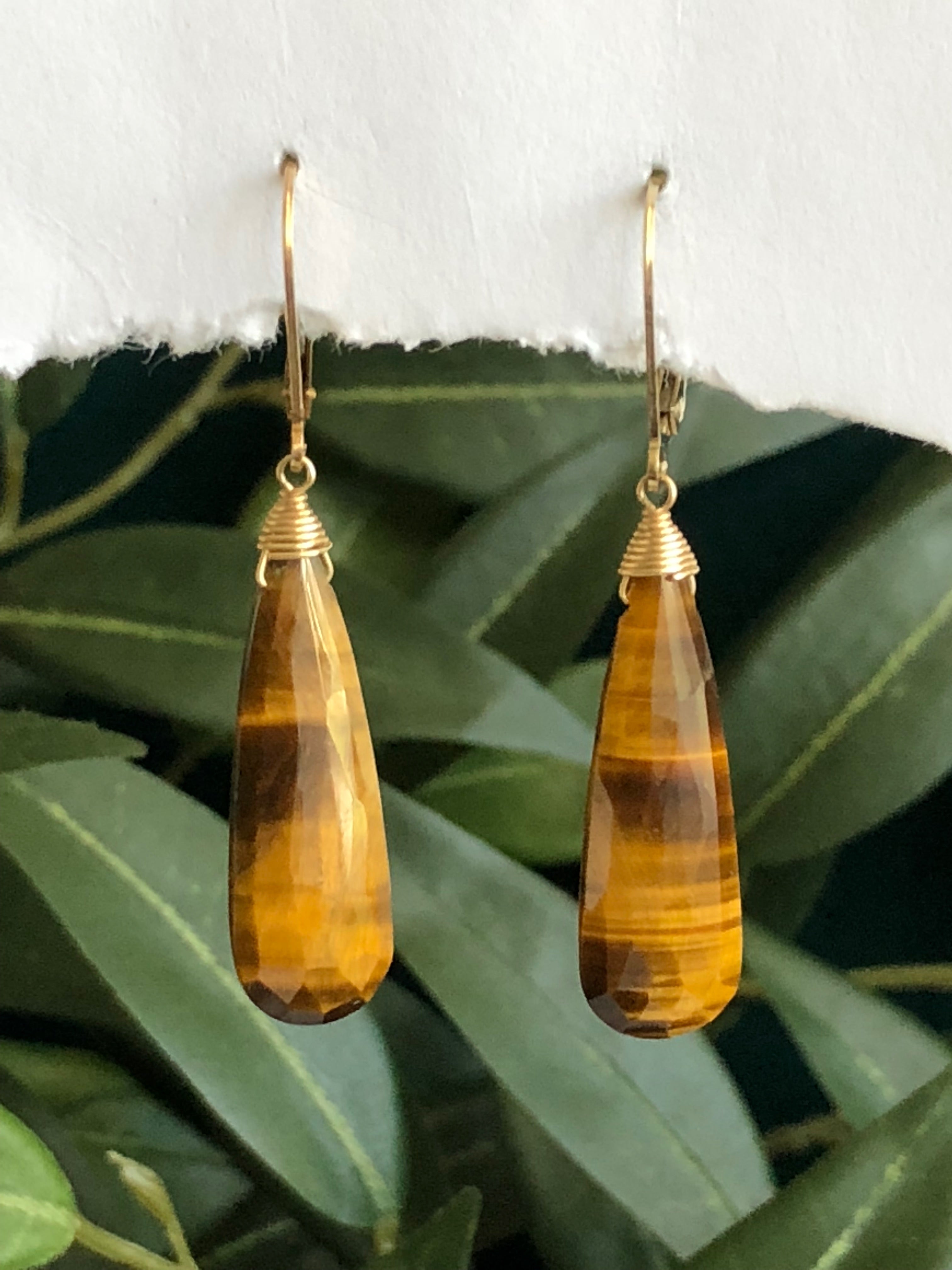 Tiger Eye drop earrings
