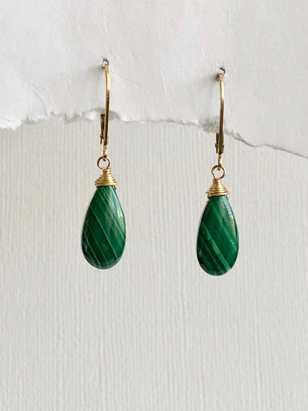 Malachite small drop earrings