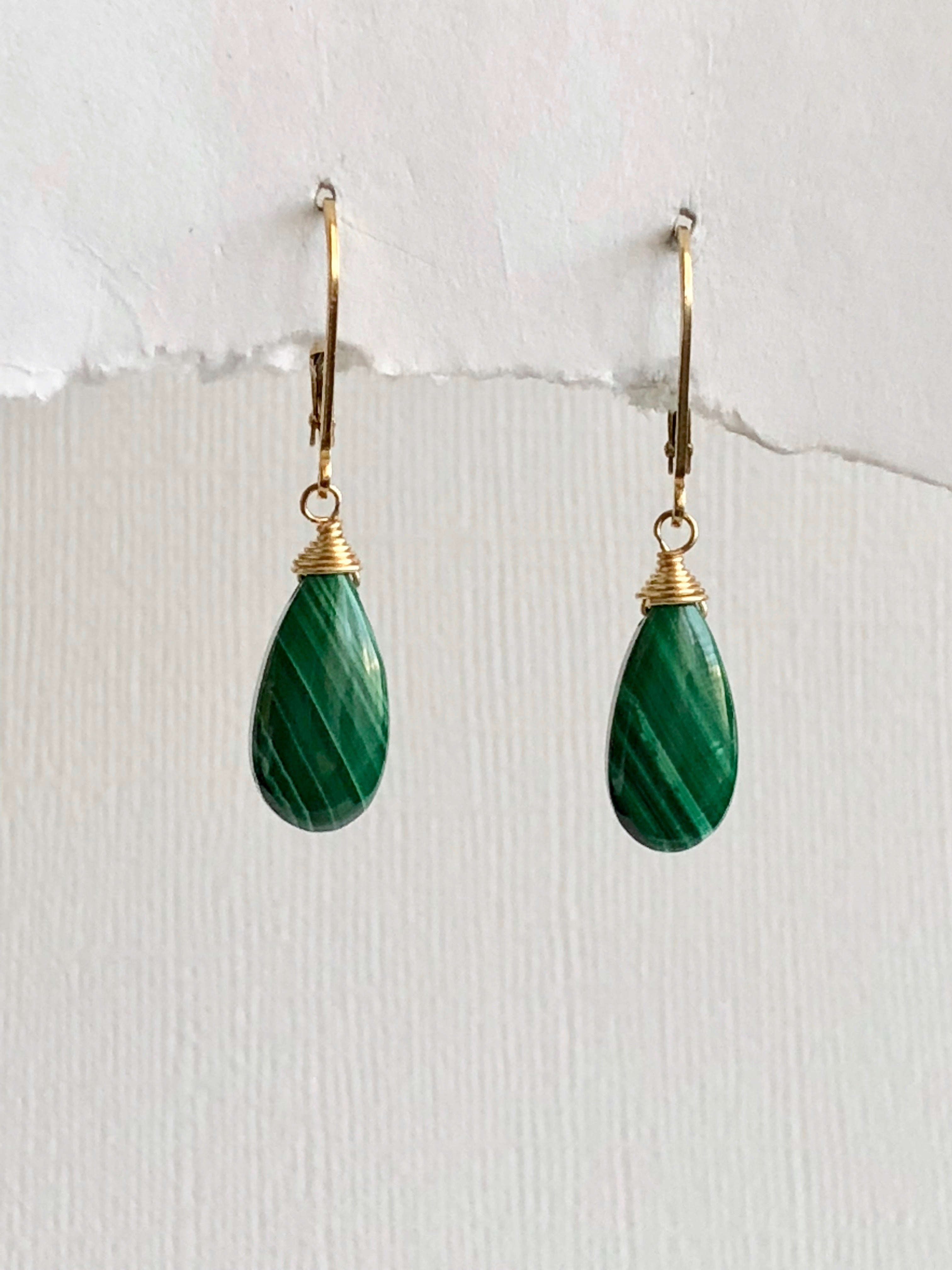 Malachite small drop earrings
