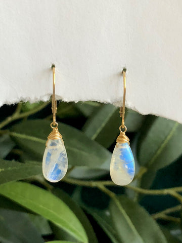 Moonstone small drop earrings