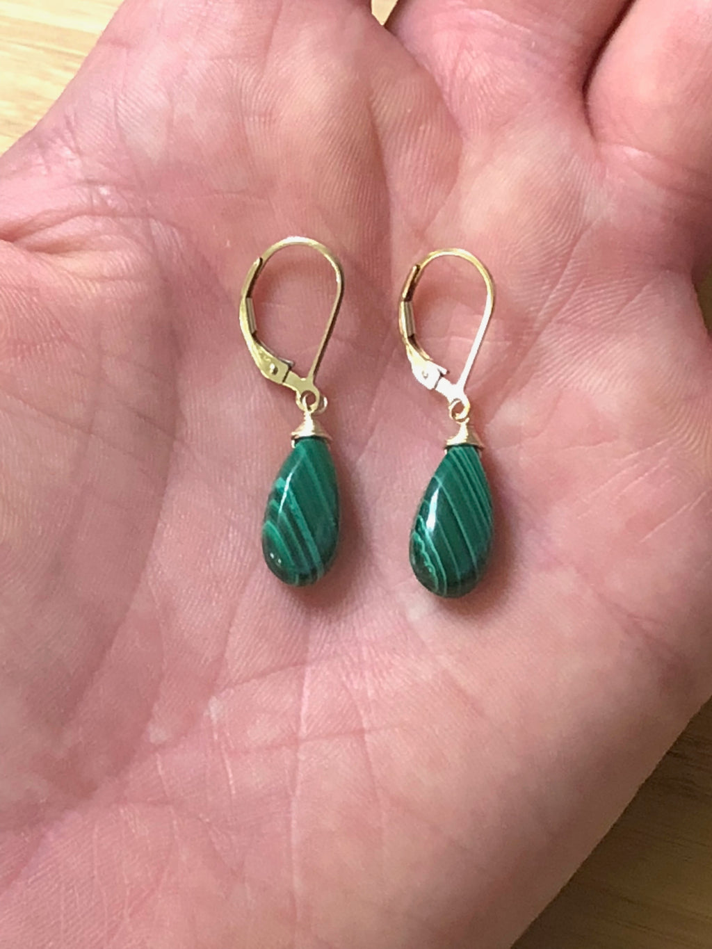 Malachite small drop earrings
