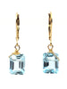 Emerald cut Blue Topaz earrings silver