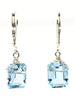 Emerald cut Blue Topaz earrings silver