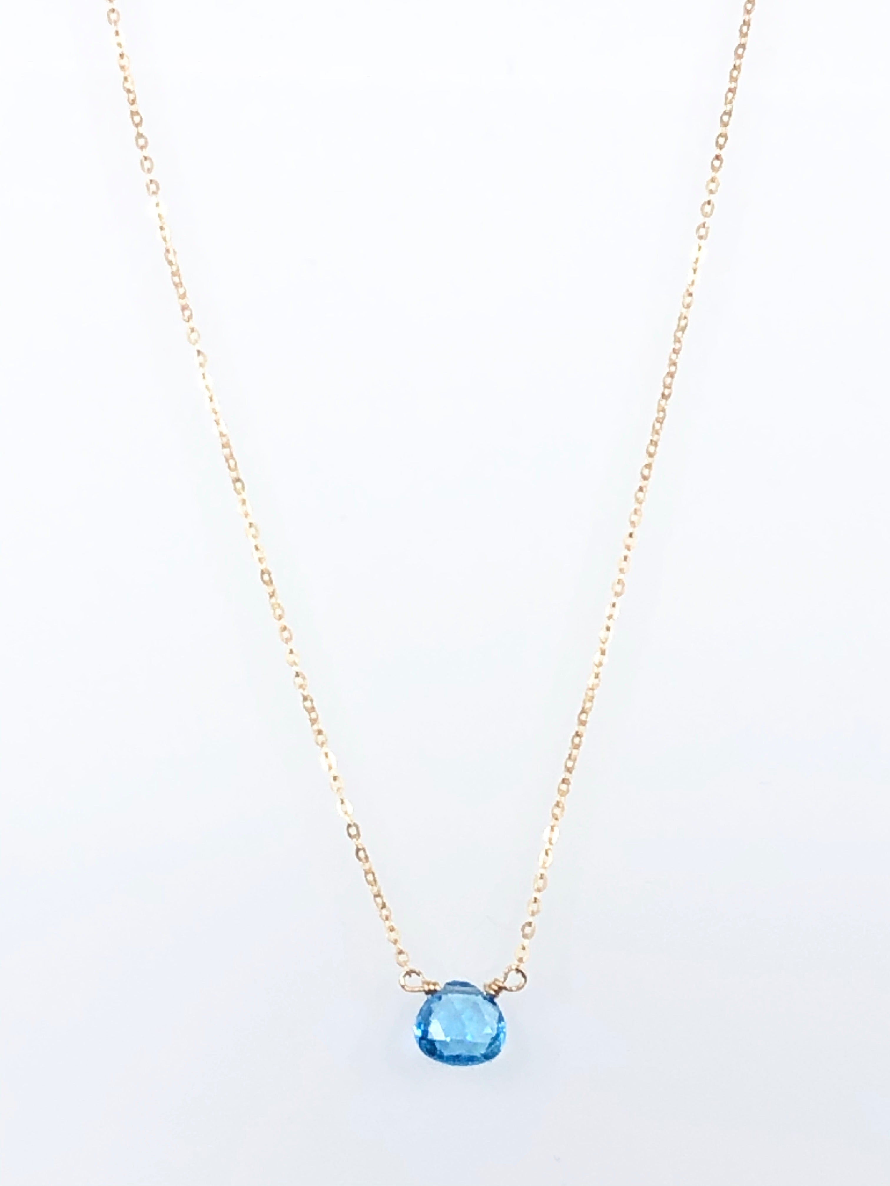 Simple Swiss Blue Topaz Necklace