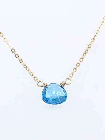 Simple Swiss Blue Topaz Necklace