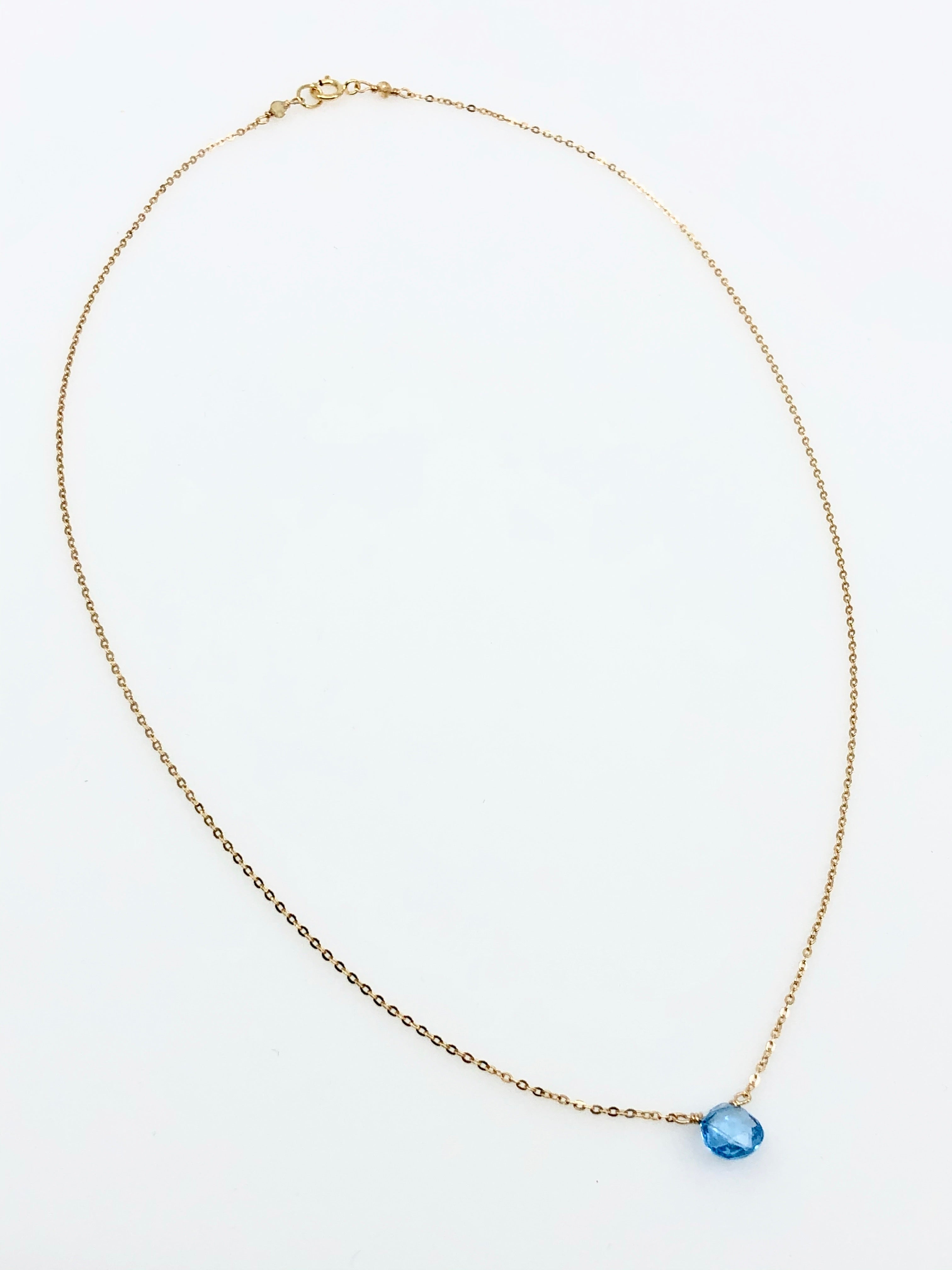 Simple Swiss Blue Topaz Necklace