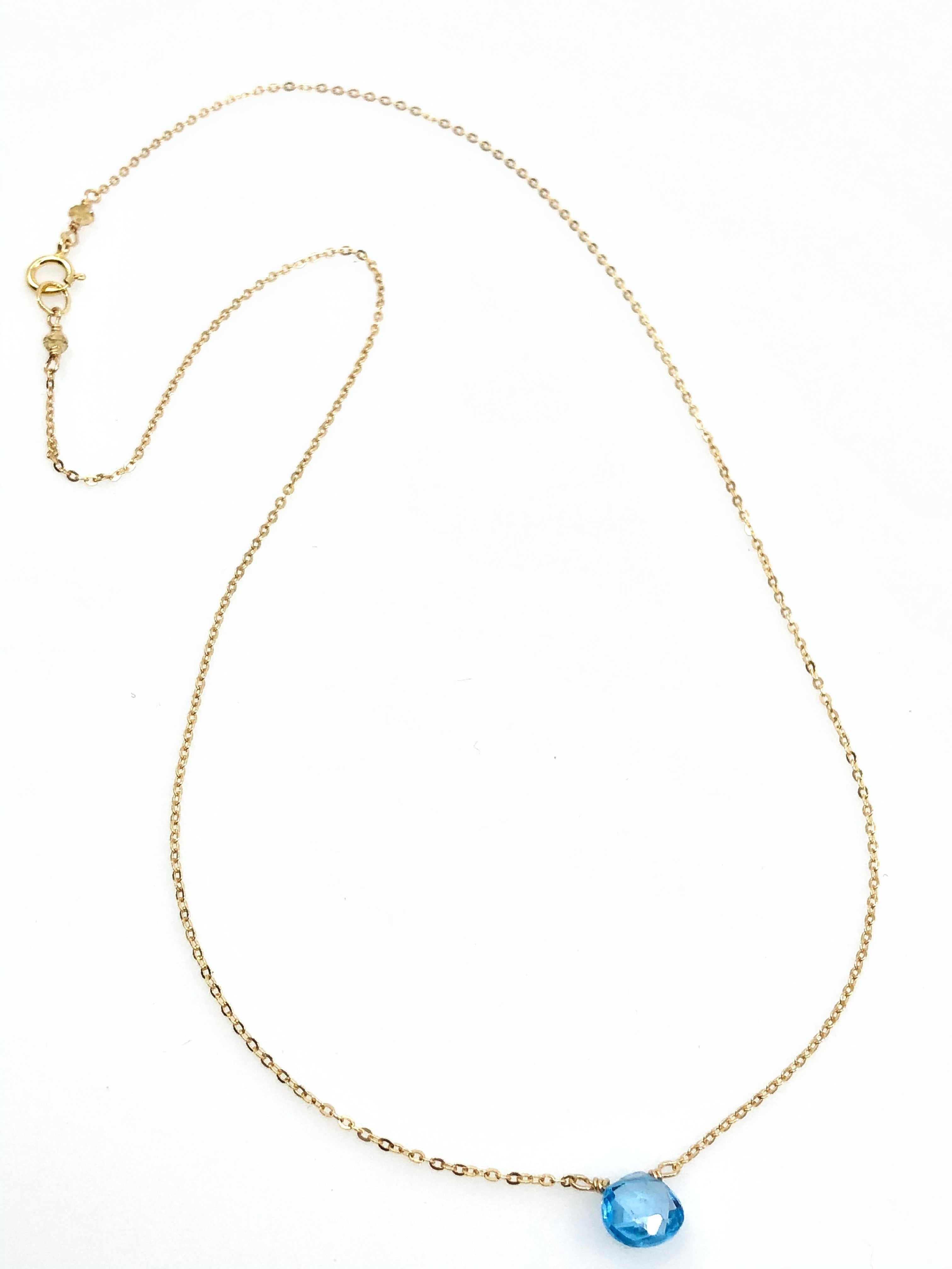 Simple Swiss Blue Topaz Necklace