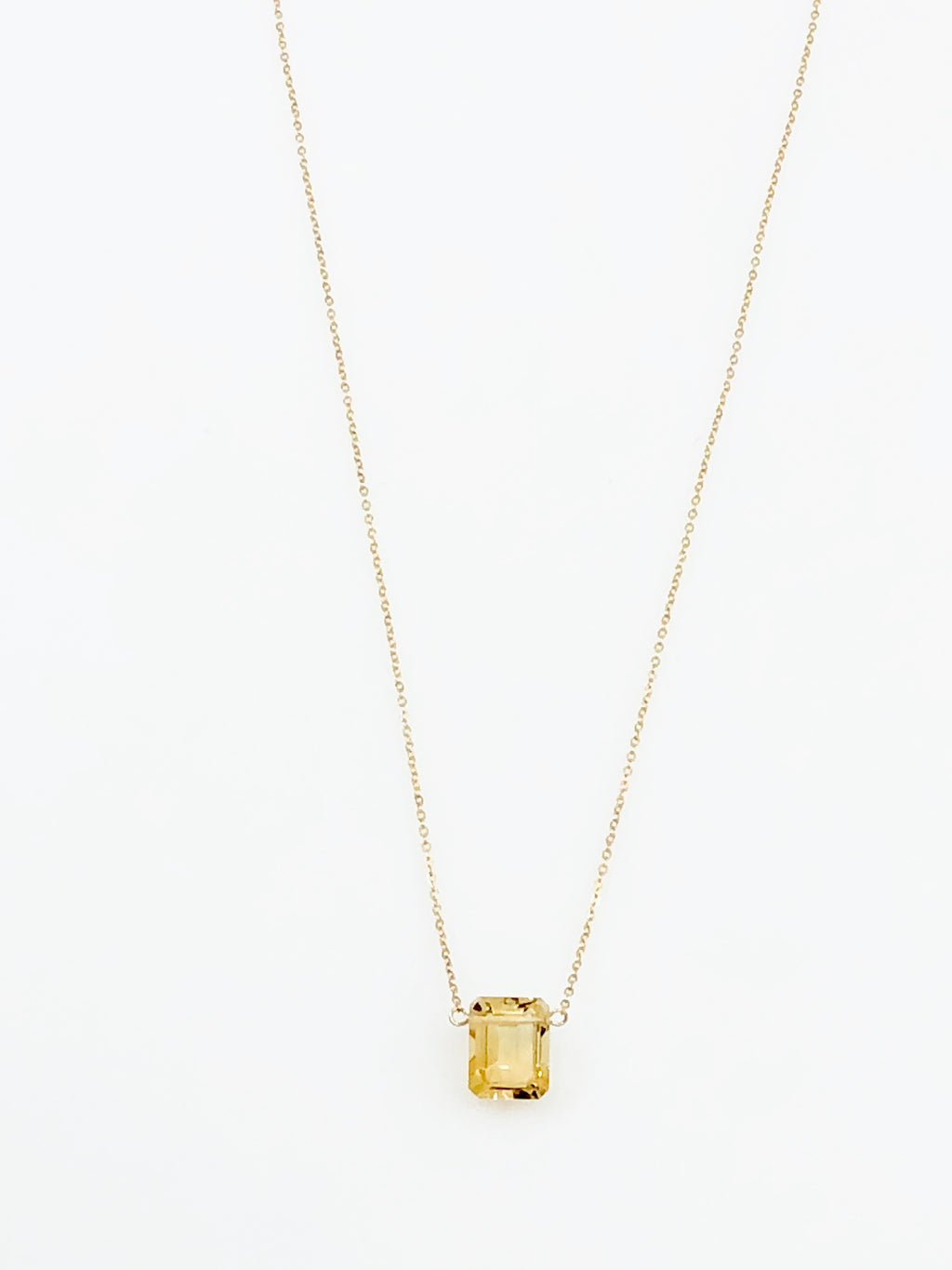 Citrine Emerald Cut Necklace