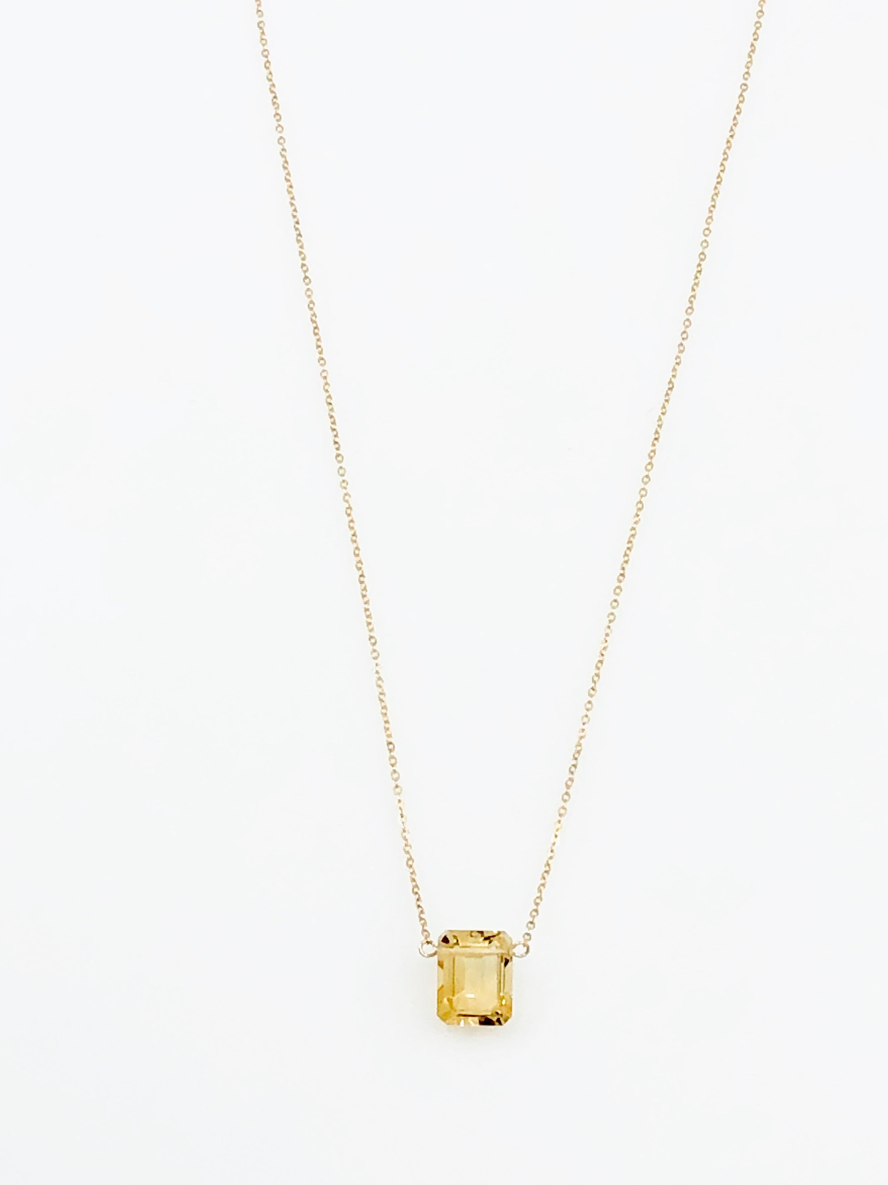 Citrine Emerald Cut Necklace