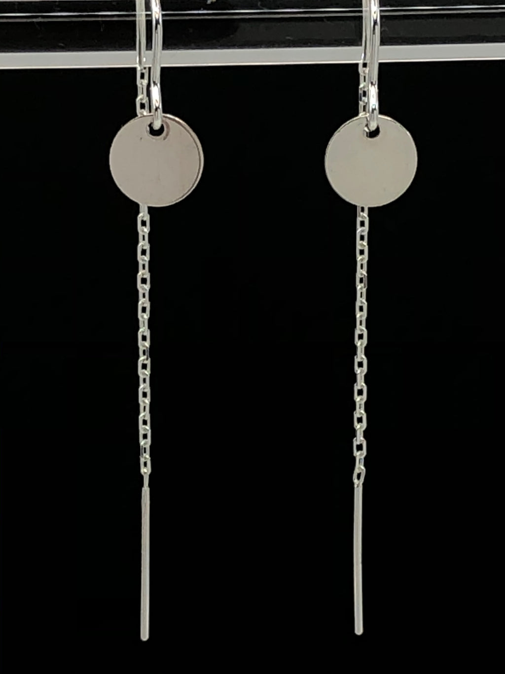 Silver Disk Threader Earrings