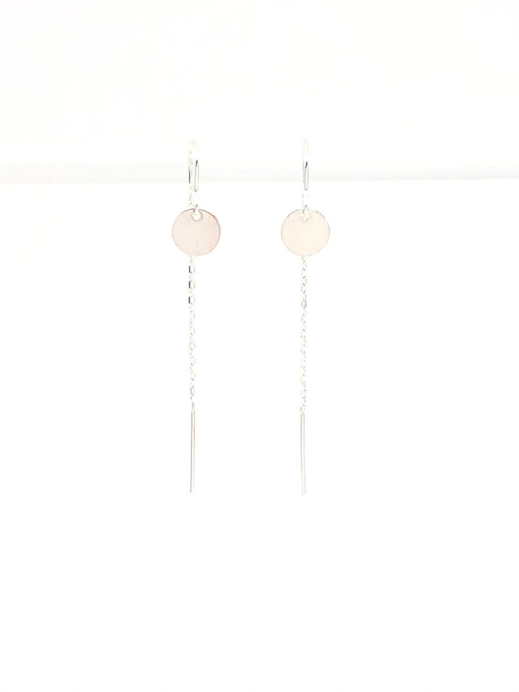 Silver Disk Threader Earrings