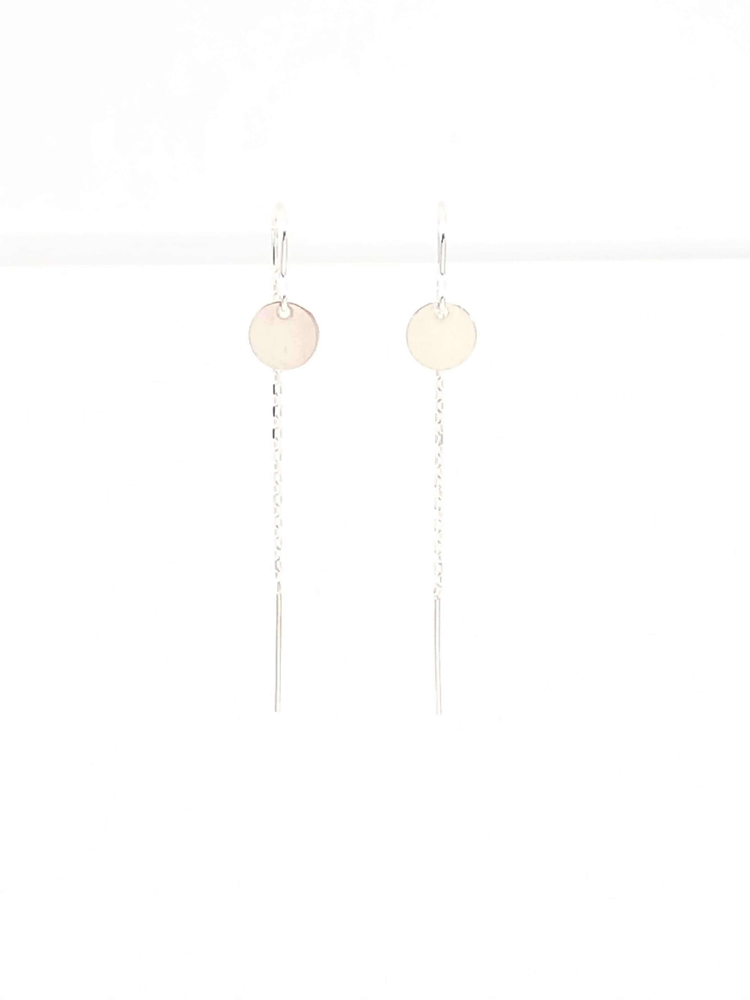 Silver Disk Threader Earrings